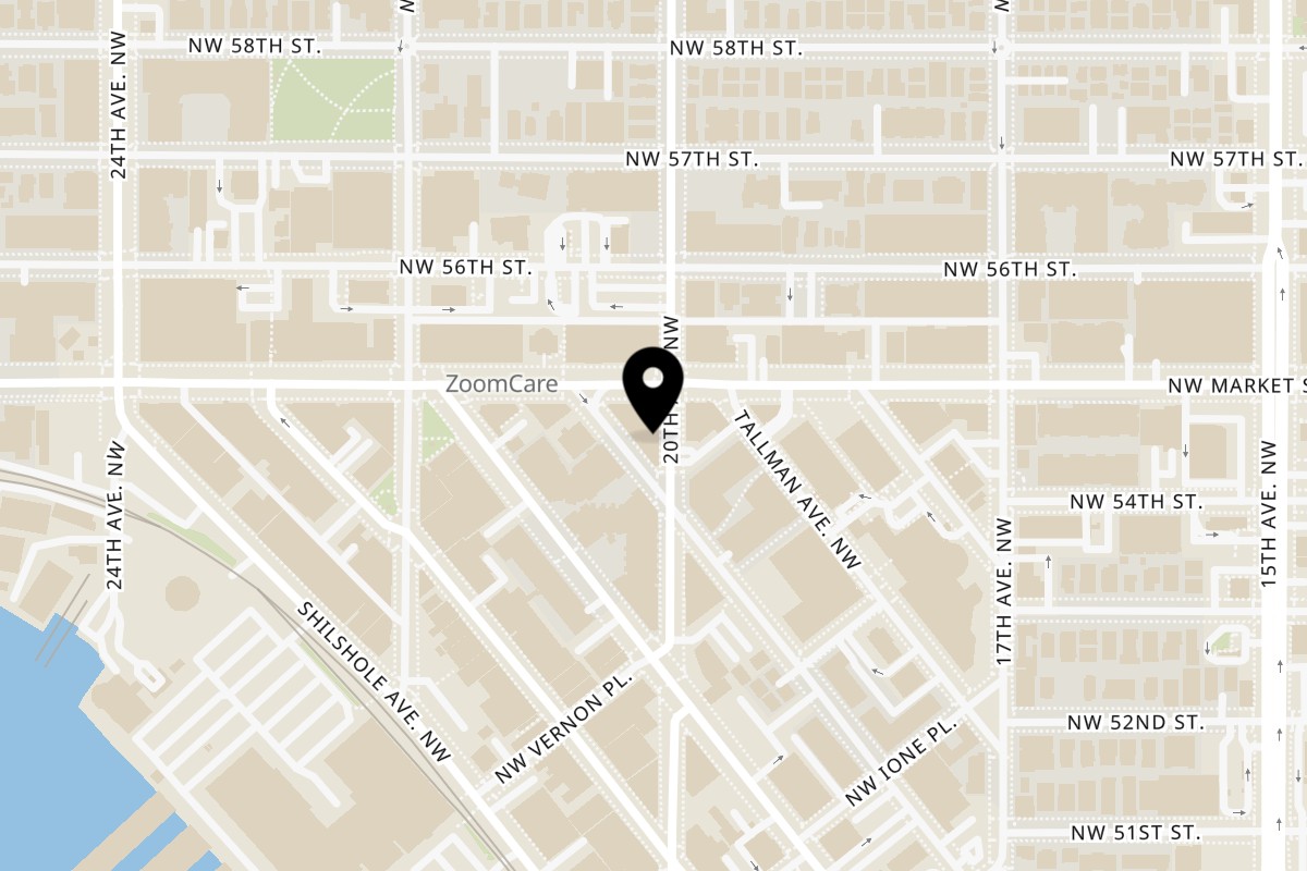 Map showing the location of Shawarma Time Ballard on 5407 20th Ave NW in Seattle