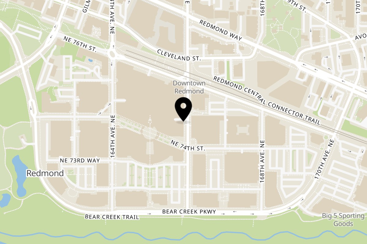Map showing the location of Shawarma Time Redmond on 7425 166th Ave NE in Redmond